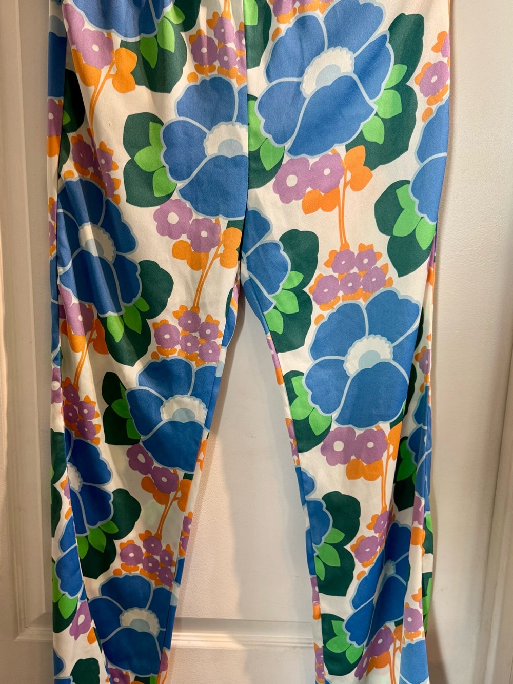 Zara Blue Floral Boot-Cut Pants